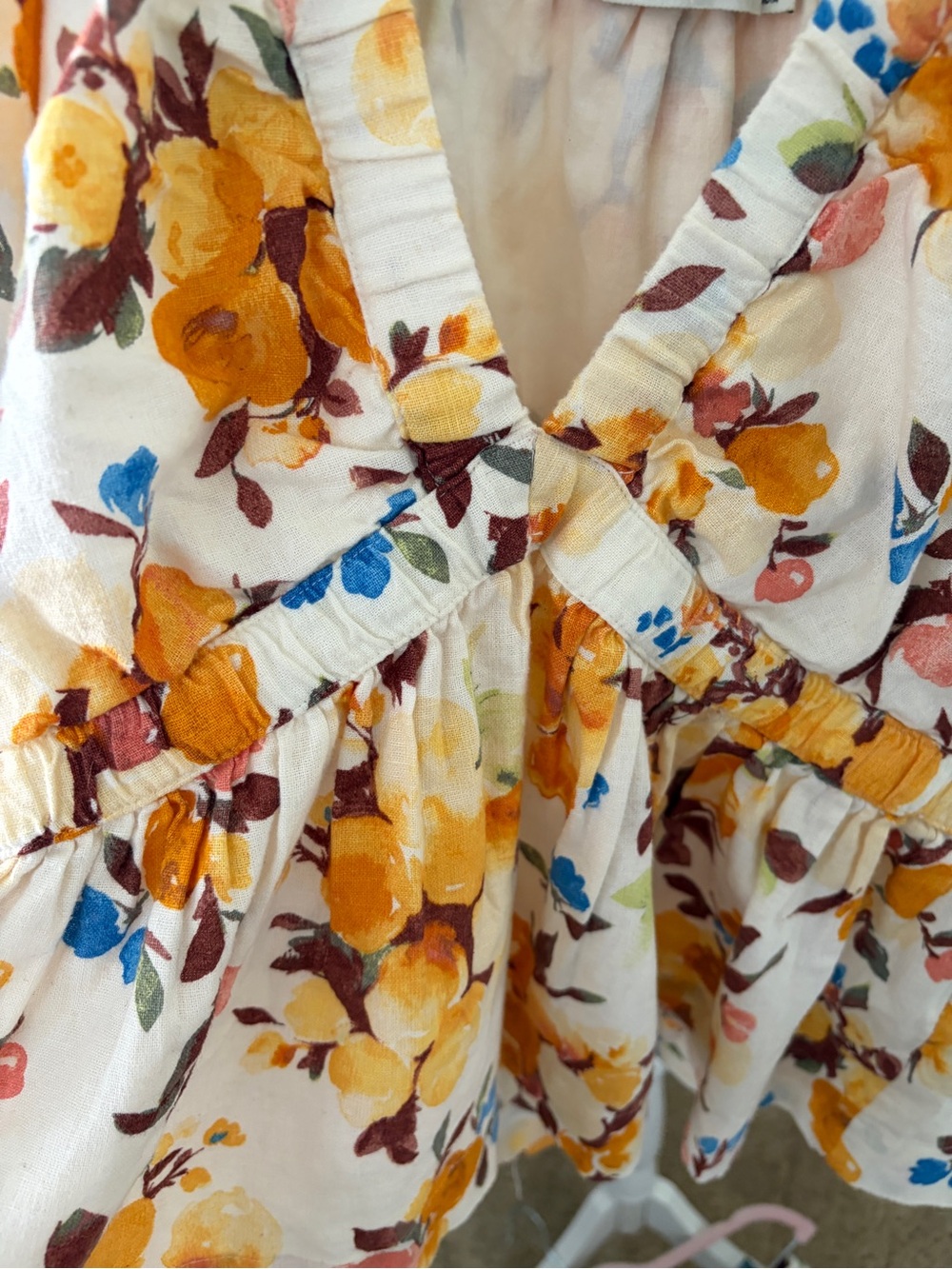 Abercrombie & Fitch Cream Floral Shorts Set with Yellow, Blue and Brown Accents - Picture 4 of 16